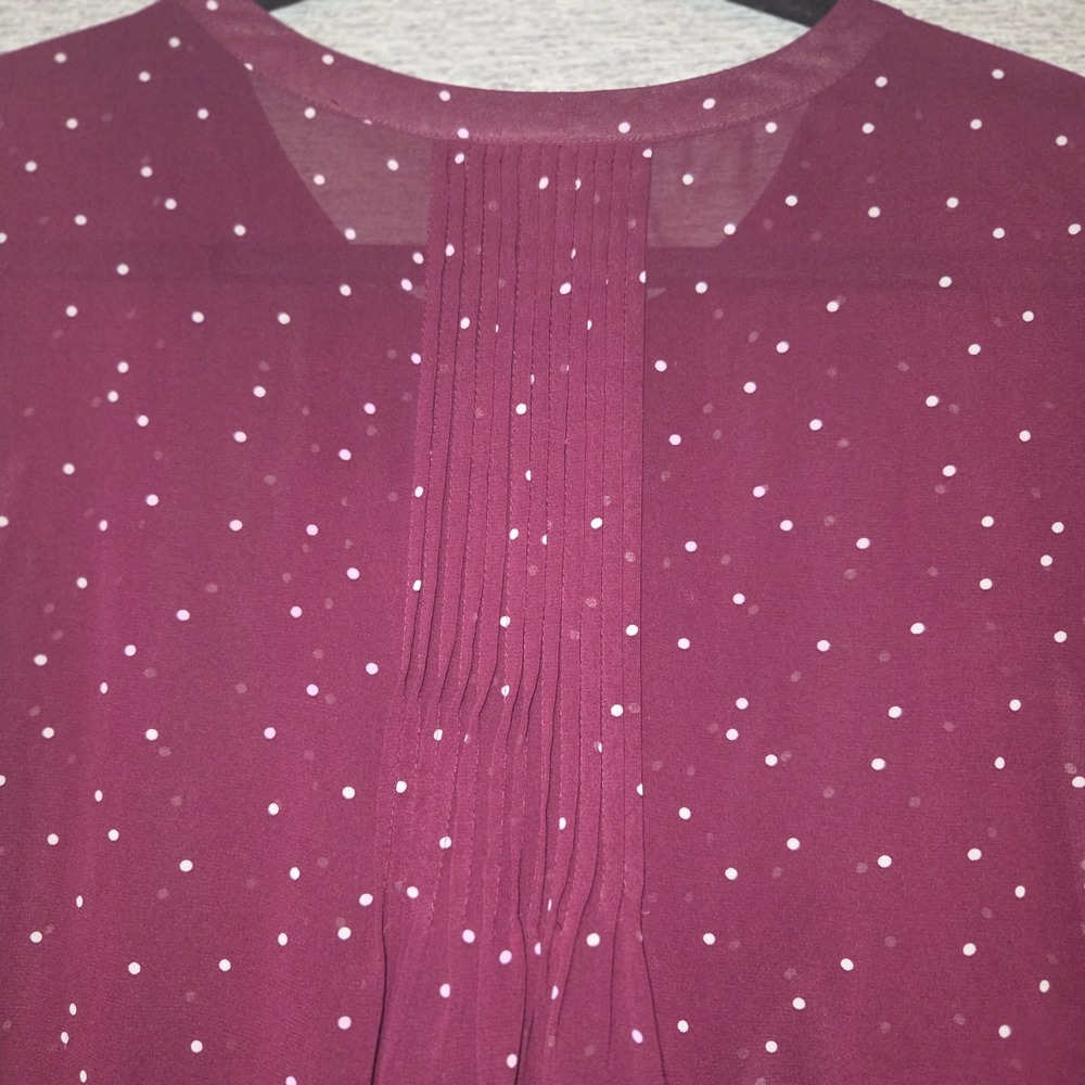 Daniel Rainn Plum Dot Pintuck Button-Front Blouse - Picture 8 of 9